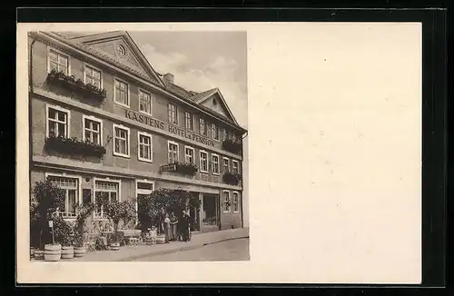 AK Wernigerode /Harz, Kastens Hotel B. Thiem, Burgstrasse 39-41, Strassenansicht