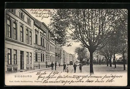 AK Siegburg, Wilhelmstrasse mit Schülergruppe