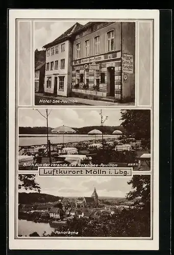 AK Mölln i. Lbg., Hotel-See-Pavillon mit Veranda, Panorama