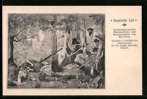 Künstler-AK Siegfrieds Tod, Nibelungen