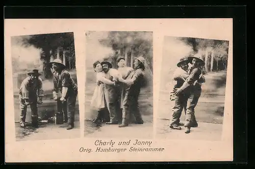 AK Charly & Jonny, Orig. Hamburger Stein-Rammer, Komiker