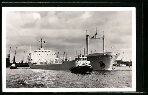AK Handelsschiff M. V. Bregaglia vor der Küste