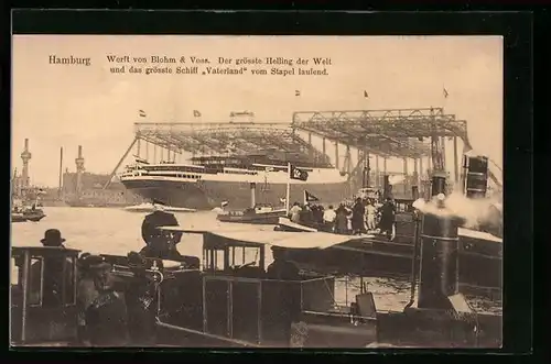 AK Hamburg, Stapellauf des Passagierschiffes Vaterland
