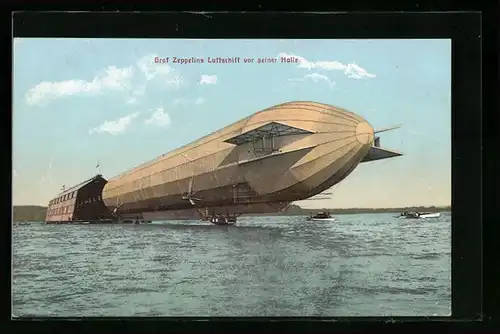 AK Graf Zeppelins Luftschiff vor seiner Halle