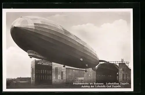 AK Friedrichshafen a. B., Luftschiffbau Zeppelin, Aufstieg des Luftschiffes Graf Zeppelin