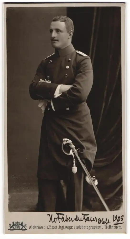 Fotografie Gebr. Lützel, München, Hans von Faber du Faur in Uniform Ulan- Rgt. 19, impressionistischer Maler, Autograph 0
