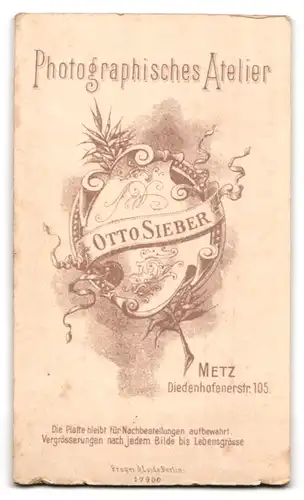 Fotografie Otto Sieber, Metz, Wappenschild mit Namen des Fotografen