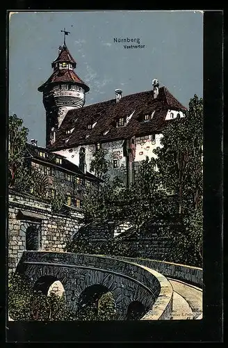 Künstler-AK Eugen Felle: Nürnberg, Partie am Vestnertor
