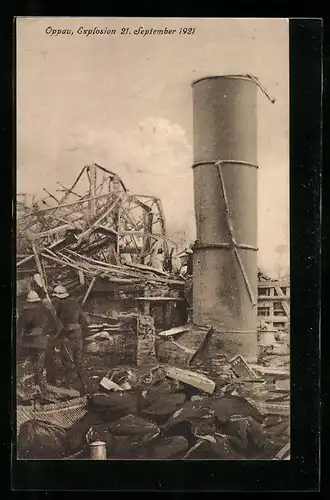 AK Oppau, Explosion 21. September 1921 - Der eingestürzte Kamin