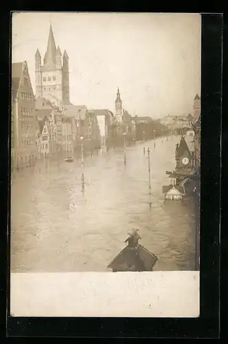 Foto-AK Köln, Überschwemmung der Stadt