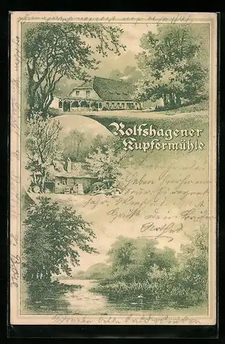 Künstler-AK Rolfshagen, Gasthaus Rolfshagener Kupfermühle