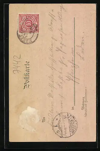 Lithographie Neuffen, Blick auf Hohen-Neuffen