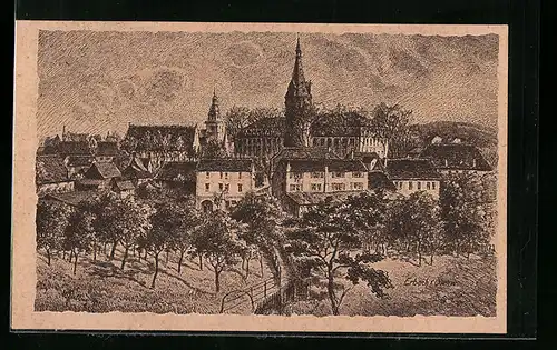 Künstler-AK Erbach i. Odenw., Ortspartie