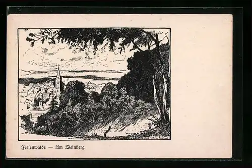 Künstler-AK Freienwalde, Am Weinberg