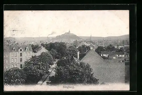 AK Siegburg, Teilansicht mit Burg