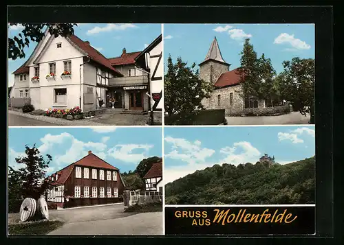 AK Mollenfelde, Gasthaus Zum Krug, Kirche, Burg