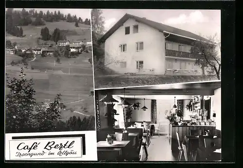 AK Oberreute-Irsengrund, Cafe Bertl, Innenansicht, Ortspartie
