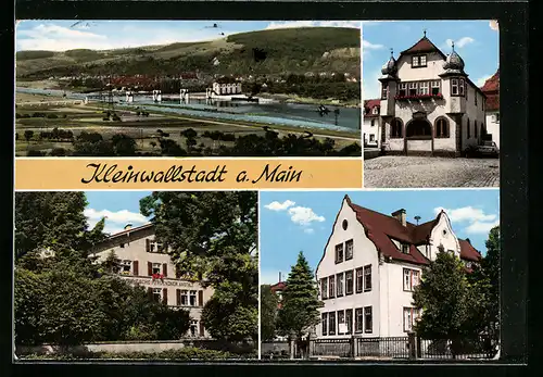 AK Kleinwallstadt a. Main, Rheinsiche Pfruendner Anstalt, Gebäudeansicht, Uferpartie