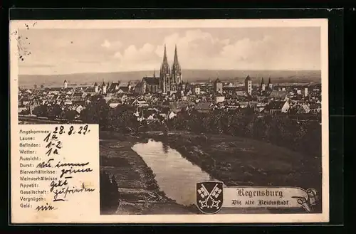 AK Regensburg, Blick auf die Stadt