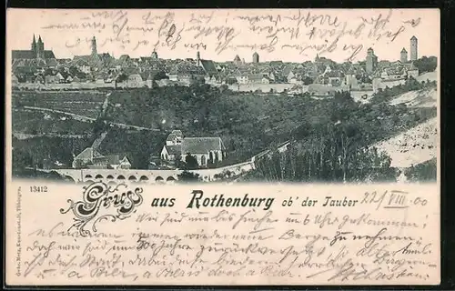 AK Rothenburg o. T., Blick auf den Ort