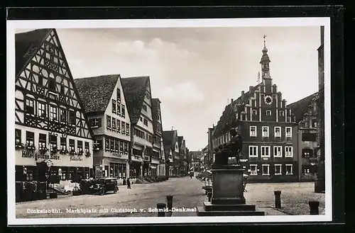 AK Dinkelsbühl, Marktplatz mit Christoph v. Schmid-Denkmal