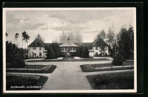 AK Grafenwöhr, Rabatte u. Pavillon im Luitpoldpark