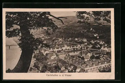 AK Carlshafen a. d. Weser, Ortsansicht aus der Vogelschau