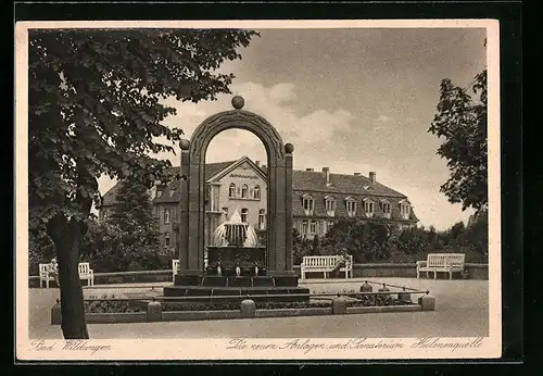 AK Bad Wildungen, Die neuen Anlagen und Sanatorium, Helenenquelle