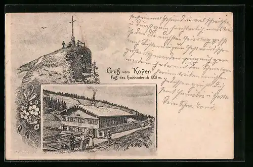 AK Riefensberg, Koyen mit Gipfelkreuz, Am Fusse des Hochhäderich