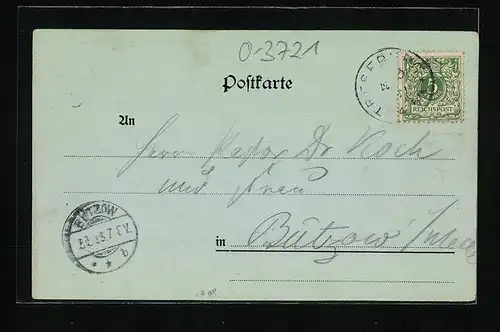 Mondschein-AK Treseburg, Totalansicht aus der Vogelschau