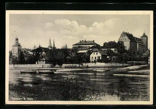 AK Hassfurt a. Main, Panorama mit Flusspartie