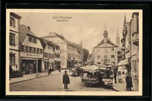 AK Bad Kissingen, Marktstände auf dem Marktplatz