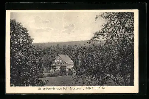 AK Moosbronn, Blick auf das Naturfreundehaus im Wald