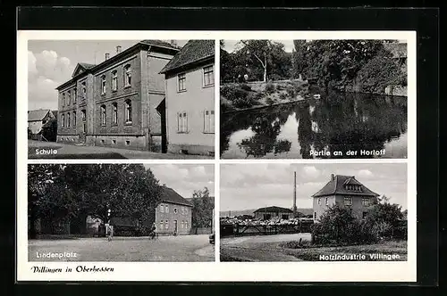AK Villingen in Oberhessen, Holzindustrie, Schule und Lindenplatz