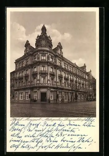 AK Düsseldorf, Hotel Monopol-Metropole, Strassenansicht