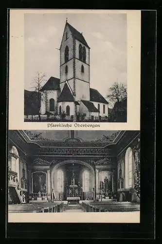 AK Oberbergen, Pfarrkirche, Aussen- und Innenansicht