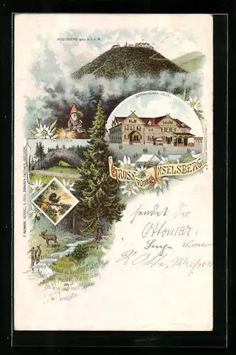 Lithographie Inselsberg, Gothaisches Hotel, Gesamtansicht, Thorstein