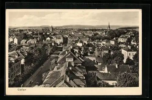 AK Giessen, Teilansicht mit Strassenpartie