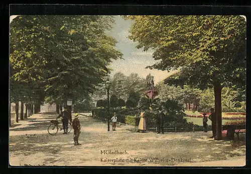 AK M.-Gladbach, Kaiserplatz mit Kaiser-Wilhelm-Denkmal