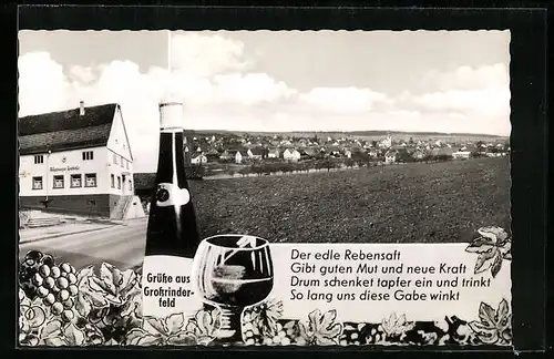 AK Grossrinderfeld, Gasthaus u. Metzgerei z. gr. Baum, Teilansicht