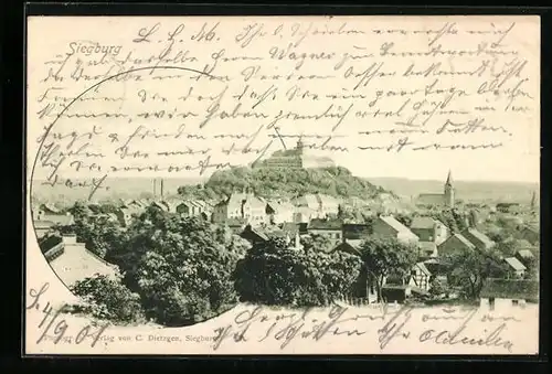AK Siegburg, Teilansicht mit Burg