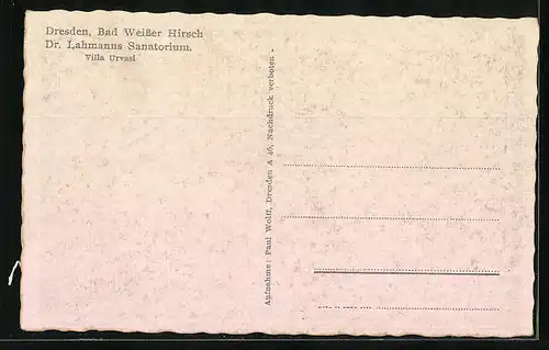 AK Dresden, Bad Weisser Hirsch, Dr. Lahmanns Sanatorium, Villa Urvasi