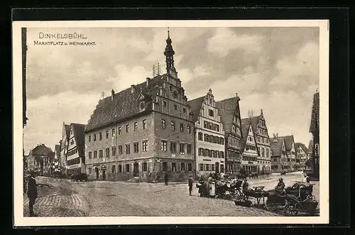 AK Dinkelsbühl, Marktplatz und Weinmarkt