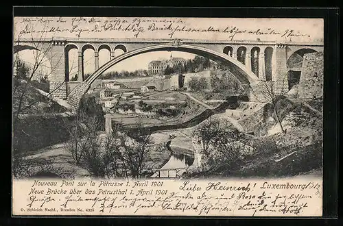 AK Luxembourg, Nouveau Pont sur la Pétrusse 1901
