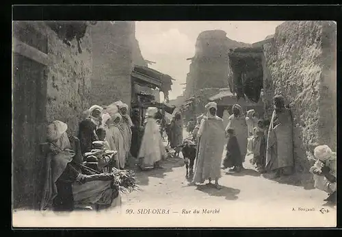 AK Sidi-Okba, rue du Marché, Strassenpartie