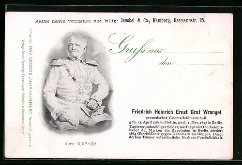 AK Preussischer Generalfeldmarschall Friedrich Heinrich Ernst Graf Wrangel