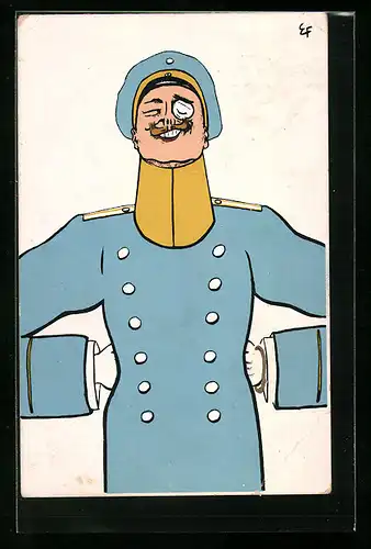 AK Soldat in Uniform mit Monokel