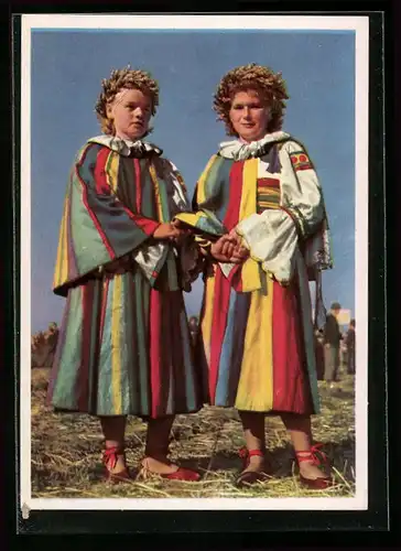 AK Polnische Landarbeiterinnen in Tracht, DDR-Propaganda