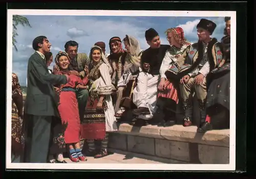 AK Die Jugend der Welt will den Frieden, Internationale Trachtengruppe, DDR-Propaganda