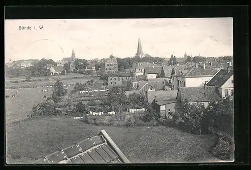 AK Bünde i. W., Teilansicht aus der Vogelschau